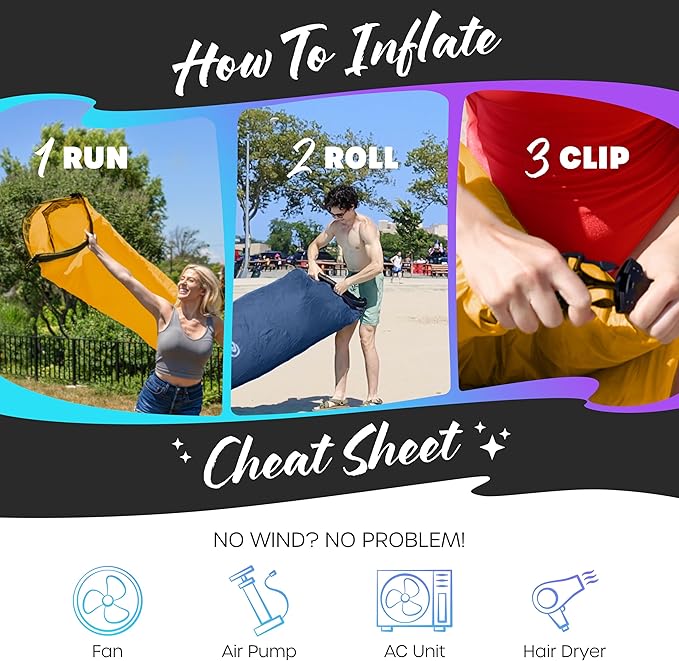 Nevlers 2 Pack Inflatable Loungers Air Sofa Couch | Perfect for Beach Chair Camping Chairs or Portable Hammock |Travel Bag Pouch, Pegs & 3 Pockets| Movie Seating & Camping Accessories Blow Up Lounger