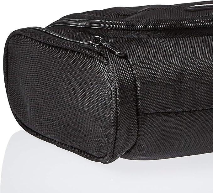 Amazon Basics Travel Toiletry Bag for Men and Women, Hanging Toiletry Bag, Dopp Kit with 2 Side Pockets, Multiple Interior Pockets, Durable 1680D Polyester, Handles Bathroom Spills/Splashes, Black