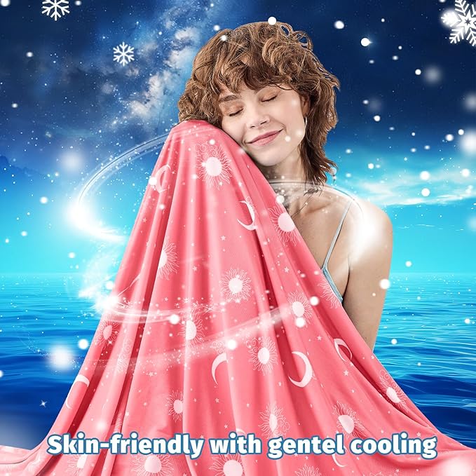 inhand Cooling Blanket King Size (90"x108") - Cooled Blankets for Hot Sleepers Lightweight Breathable Summer Blanket for Sleeping Night Sweats to Keep Cool in The Heat -Peach Pink