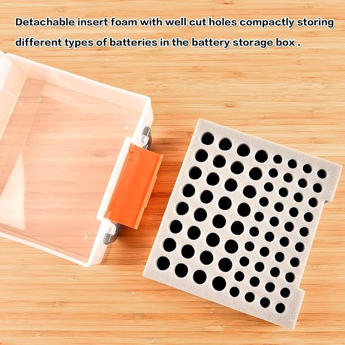 FULLCASE Battery Storage Organizer Holder Holds 72 AA AAA Batteries, Box Cases Garage Container, Home Drawer Organization Dispenser (Case Only) (White)