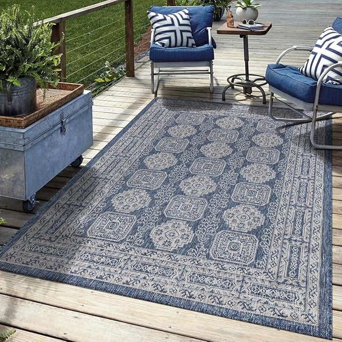 Keen Home Design Terrace Outdoor Area Rug - 5x8 Washable Indoor/Outdoor Rug for Patio, Kitchen, Balcony, Beach, Garden, Deck and Porch, Size: 5'3"x7'7"