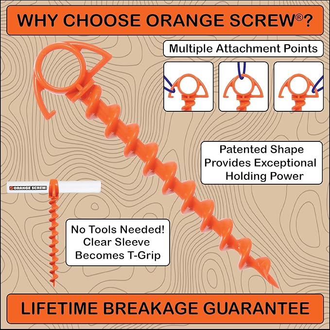 Ultimate Ground Anchors: Heavy Duty Screw-in Tent Stakes for High Wind, Sand, Canopies, and Camping - Made in USA, 100% Recycled, Included T-Grip Tool - (Small, 4 Pack)