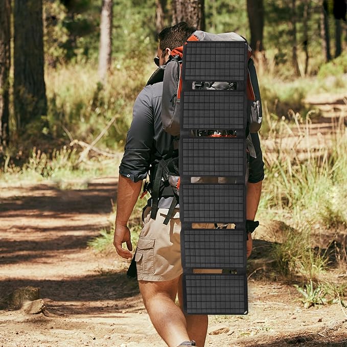 FlexSolar 40W Portable Solar Panel Charger with USB-A/USB-C/DC Outputs for Camera Phones Tablets Power Stations - Waterproof for Outdoor Backpacking Camping RV Boat