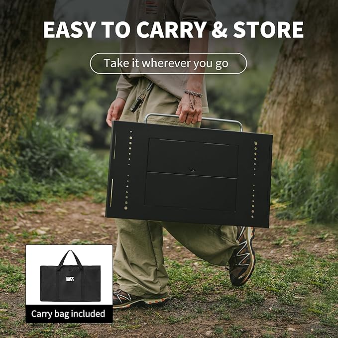 Naturehike Portable IGT Table with Charcoal Grill, Folding Camping Table and BBQ Grill with Desk Extension & Lantern Stand, Perfect for Outdoor Barbecue Camping Cooking Travel Picnic