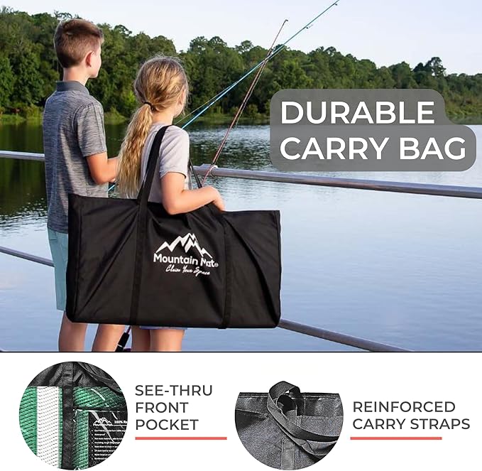 5x7 Solid Gray RV Patio Mat with Carry Bag – Extra Thick 5mm Recycled Poly Rug – Waterproof, Heavy-Duty, Reversible – Luxury Outdoor Mat for Camping, Beach (Gray with Carry Bag, 5'x7')