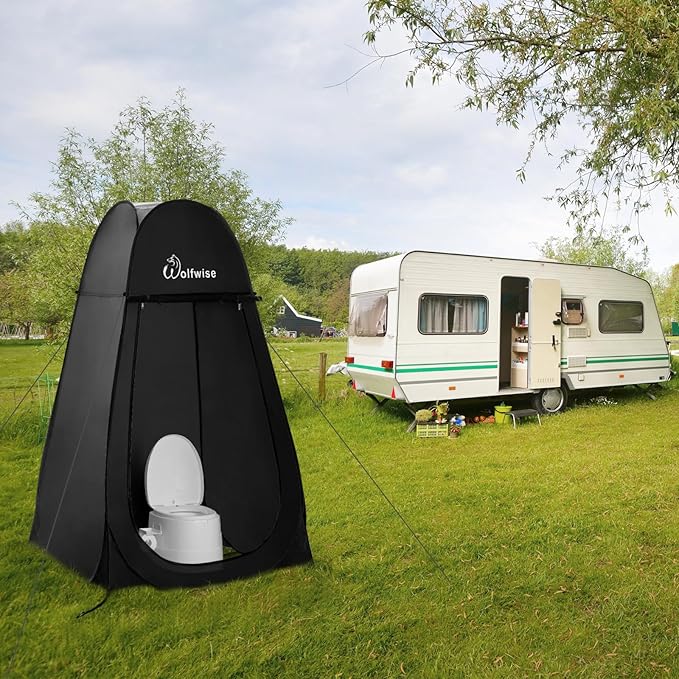 Wolfwise Pop Up Changing Tent for Beach, Camping Portable Shower Tents, Outdoor Privacy Bathroom, Change Dressing Clothes Porta Potty Tent Pop Up Instant for Camp, Toilet, Black