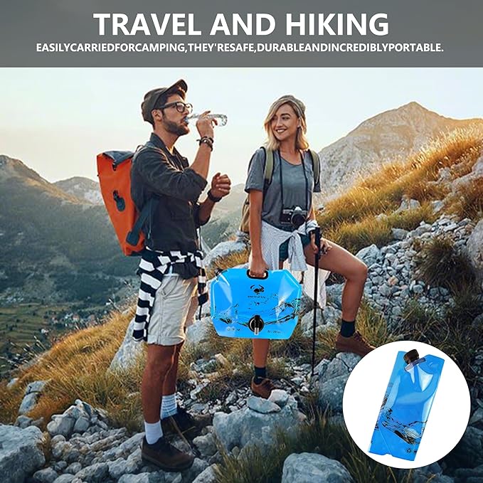 Collapsible 8L Water Storage Bag, BPA-Free Portable Folding Water Jug with Adjustable Faucet, Leakproof Emergency Water Bag for Camping, Hiking, Riding, Outdoor Sport (Blue, 4)