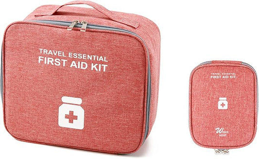 Empty First Aid Bags, Travel Medicine Bag, Medical Supplies Organizer Bag, Portable Kit for Traveling, Car, Home, Camping, Office, Hiking, Outdoor (Cationic Wine Red)