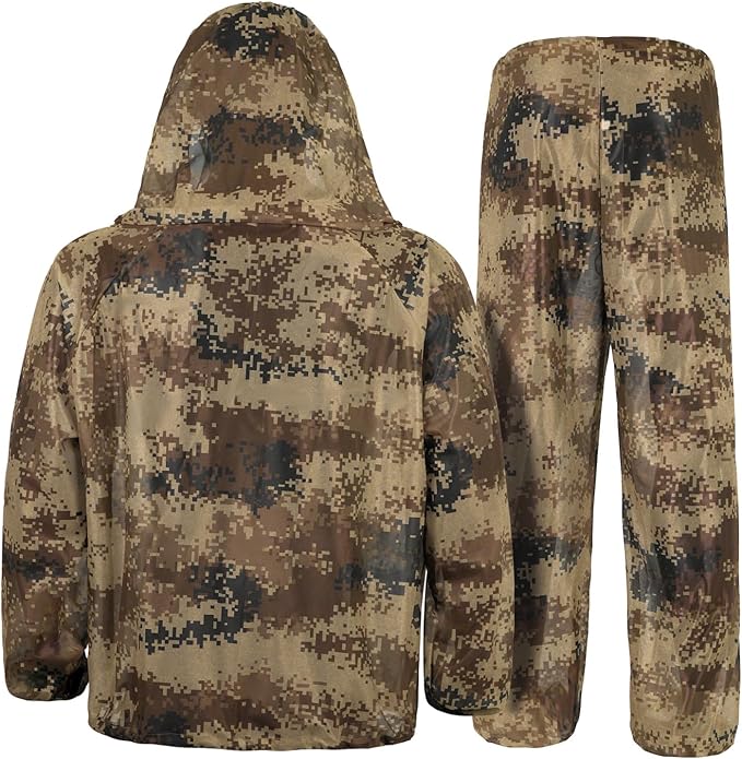 Mosquito Net Suit Camo Hunting Mesh Suit Bug Net Clothing with Hood for Outdoor Protection No-See-Ums Garden Camping