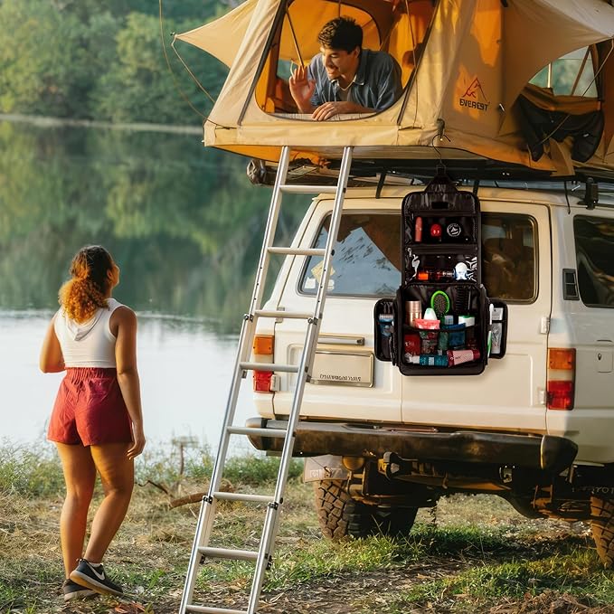 AvaJex Large Hanging Toiletry Organizer - Waterproof Hygiene Bag with Metal XXL Swivel Hook, Sturdy Zippers and 15 Compartments for Toiletries, Makeup, Cosmetics