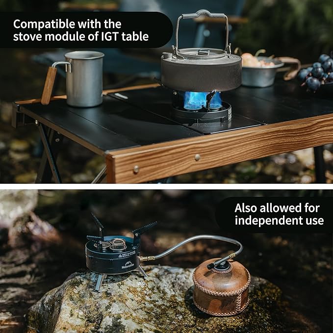 Naturehike Camping Gas Stove for IGT Table, Portable Isobutane Stove with Storage Bag & Foldable Brackets, 3 Burners Camp Stove for Outdoor Car Camping Cooking Tailgating