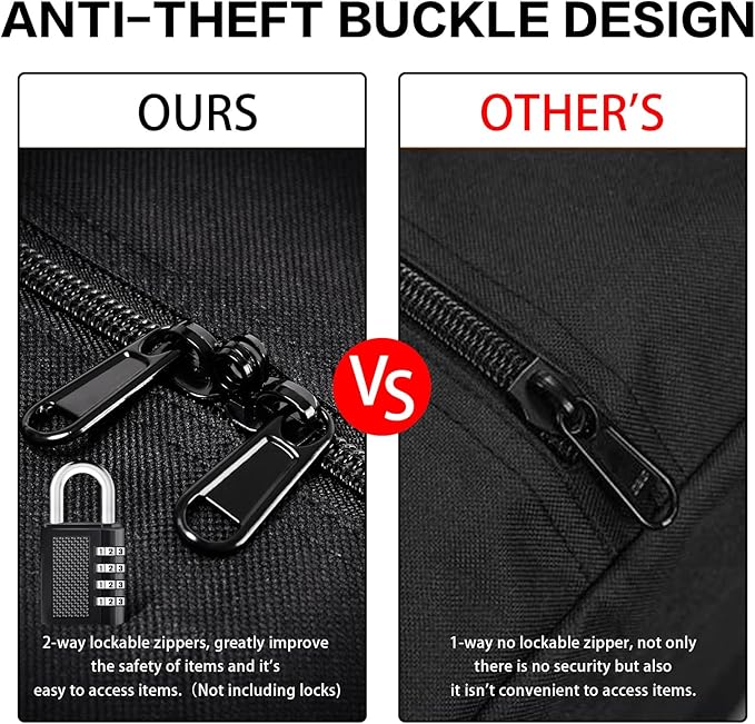 52 Inch Large Duffle Bag for Travel Camping Sport Equipment Storage Bag with 2-way Lockable Zippers (Black)