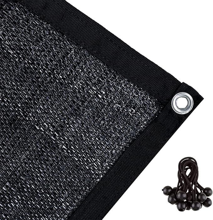 Agfabric 70% 6X 12ft Sunblock Shade Cloth with Grommets for Garden Patio, Black
