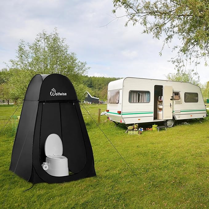 Wolfwise Pop Up Changing Tent for Beach, Camping Portable Shower Tents, Outdoor Privacy Bathroom, Change Dressing Clothes Porta Potty Tent Pop Up Instant for Camp, Toilet, Black