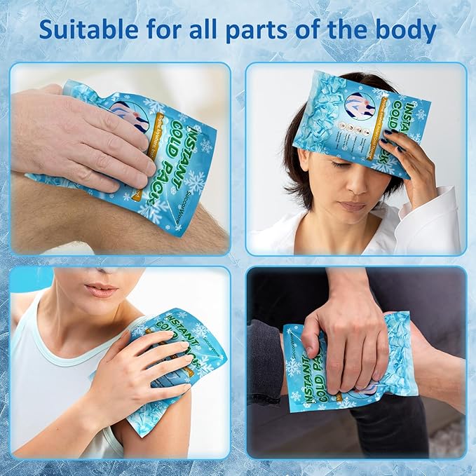 25 Packs Instant Cold Pack for Large Size (5.9" x 8.6") - Disposable First Aid Ice Packs for Injuries - Cold Compress for Pain Relief, Swelling, Inflammation, Toothache, Athletes & Outdoor Activities