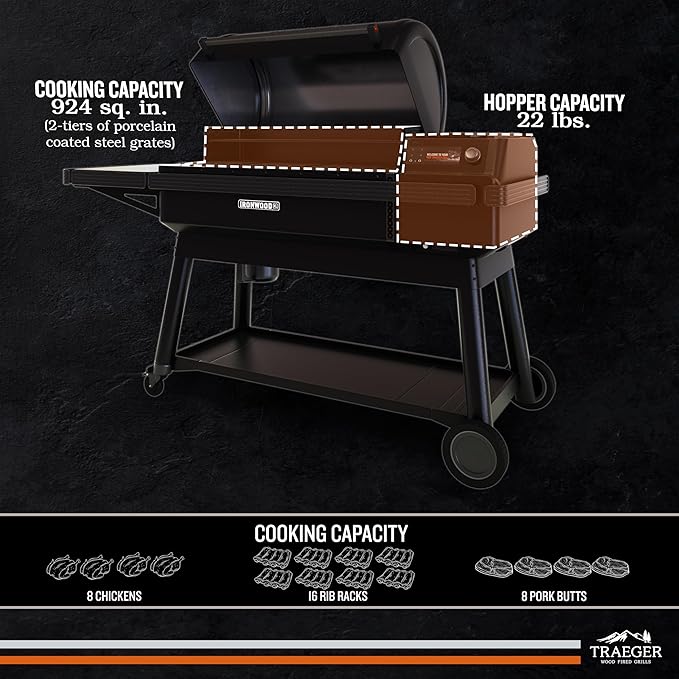 Traeger Ironwood XL Wood Pellet Smoker Grill, 924 Sq In Cooking Area, WiFIRE Smart Temperature Control, Up to 500 Degrees, Super Smoke Mode, 6 in 1 Outdoor BBQ Electric Smoker and Grill