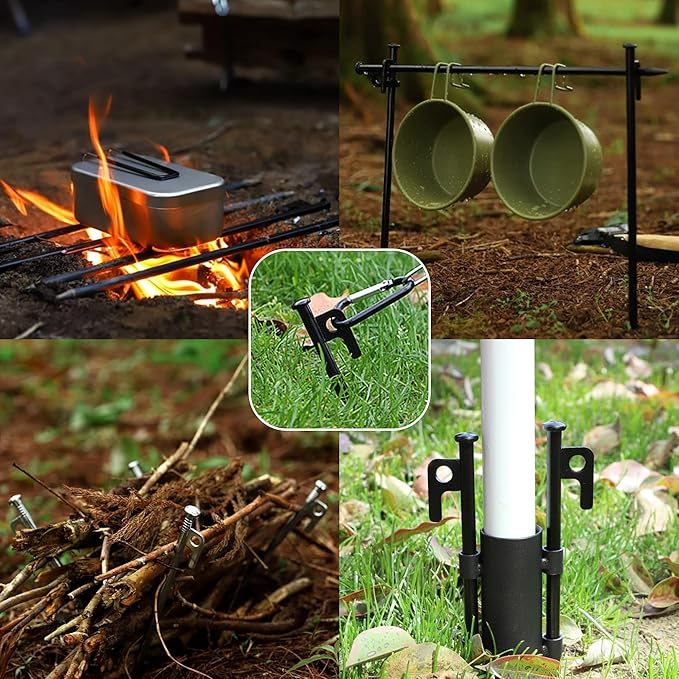 20 Pack 16 inch Tent Stakes Heavy Duty Metal Tent Pegs for Camping Steel Tent Pegs Unbreakable and Inflexible