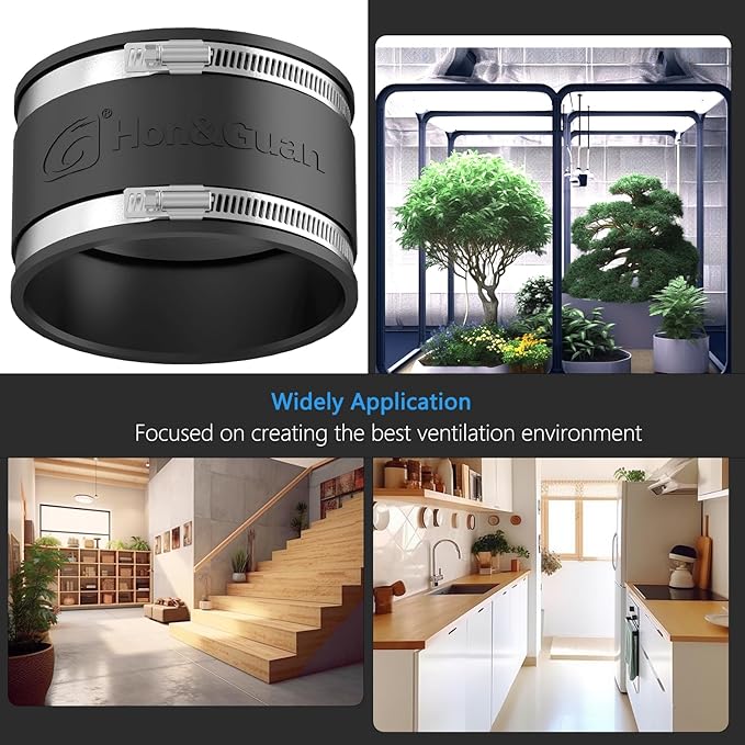Hon&Guan 8 Dust Collection Fittings Rubber Noise Reduction Clamp for 8 Inch PVC Pipe/HVAC Inline Duct Fans and Carbon Filters/Duct Reducer