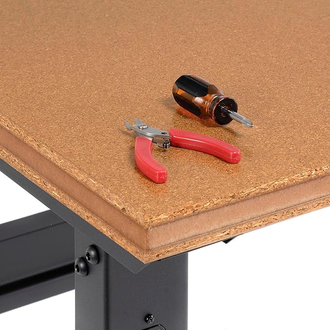 Global Industrial Adjustable Height Workbench C-Channel Leg, 72" W x 36" D, 1-1/2" Shop Top Square Edge, Black