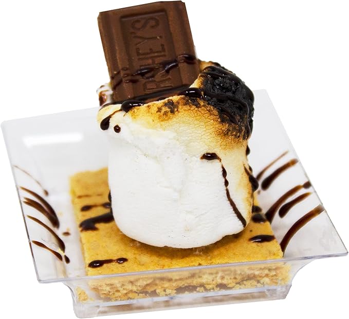 48 Pack Tiny Square Clear Plastic Tray Mini Appetizer Plates for Party Mini Serving Tray Small Appetizer Serving Sauce Dish Clear Dessert Plates for Weddings, Banquets, and Events CMJJ