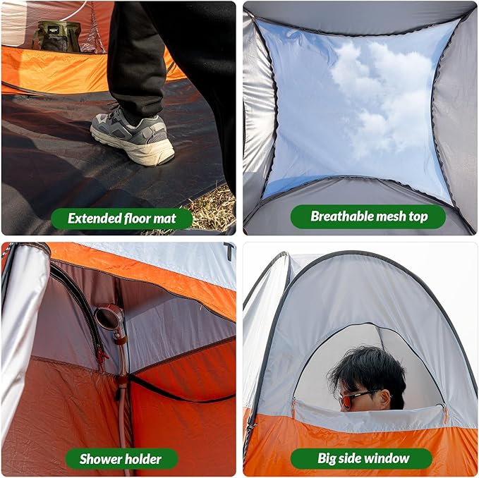 Upgrade Pop Up Privacy Shower Tent, Portable Camping Shower Tent, Camping Toilet Changing Room with Rain Shelter & Extended Floor Mat