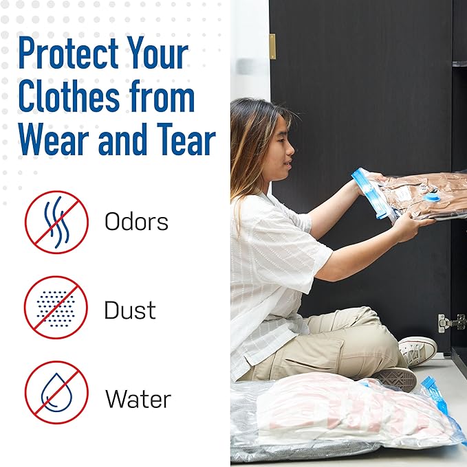 10 Pack Small Vacuum Storage Bags for Comforters, Blankets & Clothes – Vacuum Sealed Compression Bags with Hand Pump – Space Saver Storage Bags for Bedding, Moving, Travel & Organization