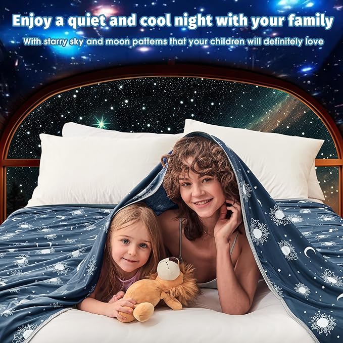 inhand Cooling Blanket Queen Size (90"x90") - Cooled Blankets for Hot Sleepers Lightweight Breathable Summer Blanket for Sleeping Night Sweats to Keep Cool in The Heat -Navy