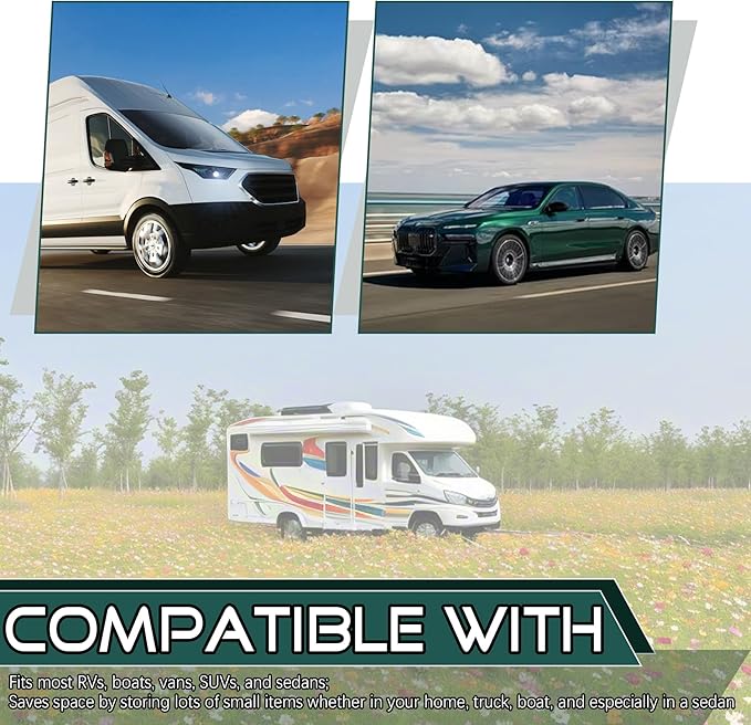 JINGKE 2 Pcs Small Cargo Net Pocket Elastic Mesh Netting Car Mesh Pouch with Screws and Hooks for Trunk RV Boats Home Cargo Storage (21.7'' x 9.8'')