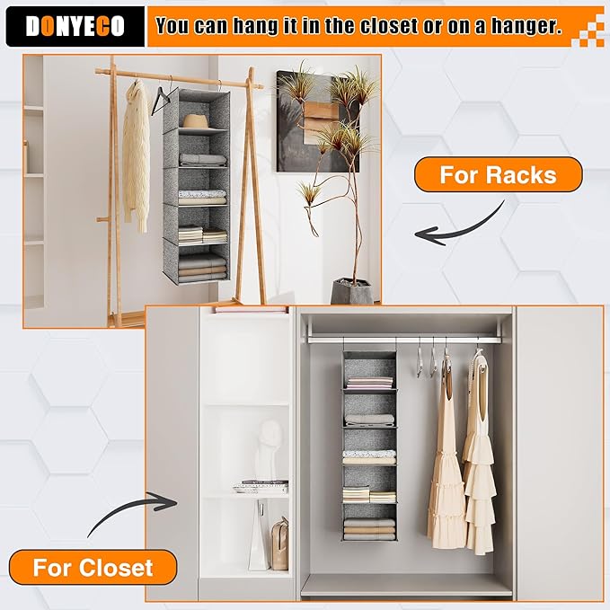 5-Shelf Hanging Storage Closet Organizer, Linen Rv Storage and Organization for Wardrobe, Inside, Camper Accessories, Nursery, Baby Room