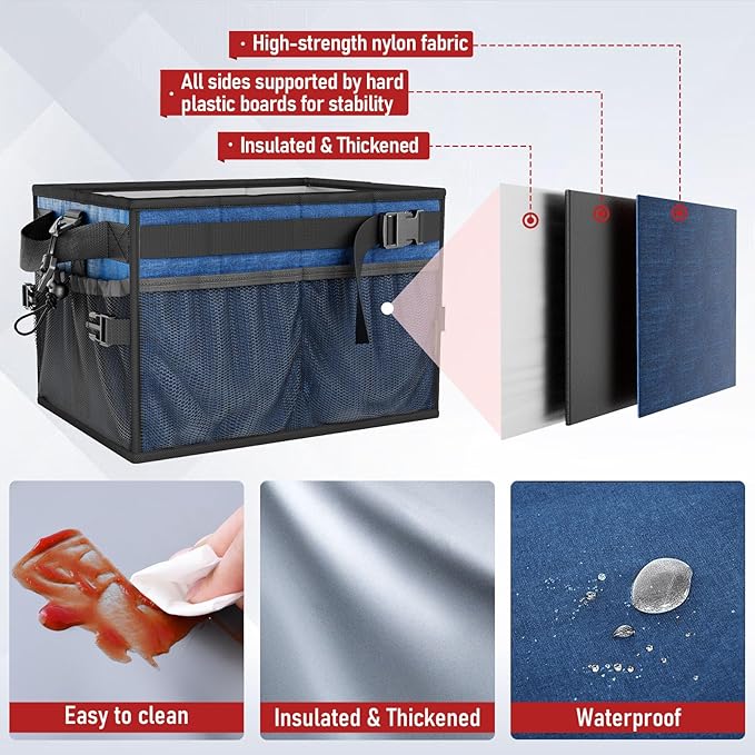 FANGSUN Large Grill and Picnic Caddy with Paper Towel Holder, BBQ Organizer for Utensil, Plate, Condiment, Collapsible & Easy Carry Griddle Caddy, Must Haves for Outdoor, Camper, Travel, Car, RV