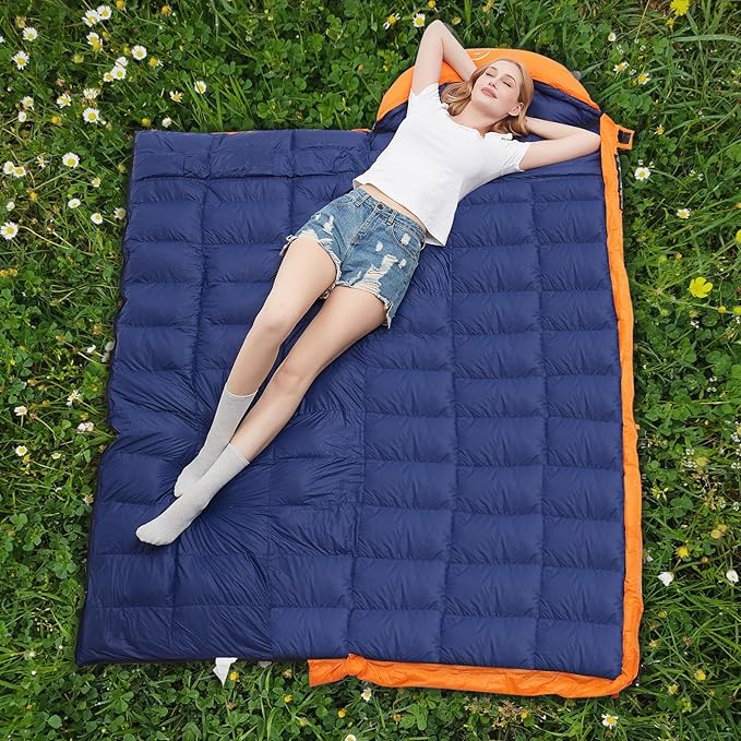 '-10°F 0°F 10°F 15°F Down Sleeping Bag for Adults,800/650 Fill Power,Ultralight Wearable 4 Season Cold Weather Rectangle Sleeping Bag for Camping Hiking,Can be Used as a Down Blanket or Cloak