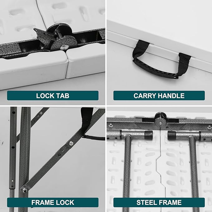 4ft Folding Table,Sturdy Outdoor Folding Table,Perfect for Camping Picnics Parties Durable Foldable Table with Easy Setup Ideal Portable Folding Tables for Indoor & Outdoor Use