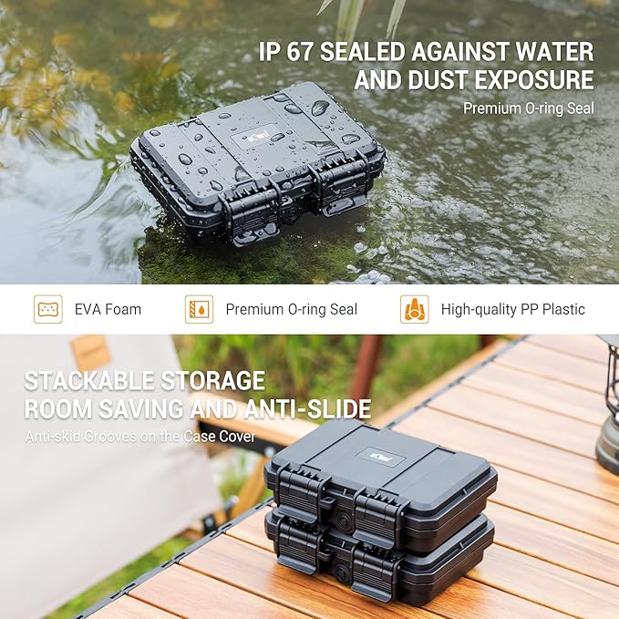 KIWIFOTOS 12 Slots 9V & CR2 CR123A Battery Storage Organizer Case IP67 Waterproof Hard Case for CR17345/ CR16340/CR18350/CR15H270 9V Battery Holder for Household Outdoor Camping Fishing