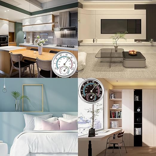 Indoor Thermometer Hygrometer Mini Analog 2 in 1 Temperature Humidity Outdoor Monitor Gauge for Home, Offices, Wall, Display Mechanical (3 Pack)