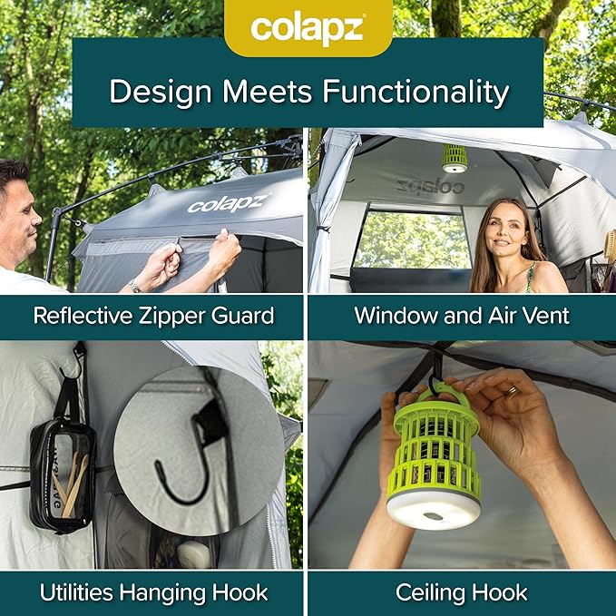 Colapz Camping Shower Tent and Pop Up Toilet Tents - Provides Additional Storage and Privacy as a Portable Shelter and Outdoor Changing Room