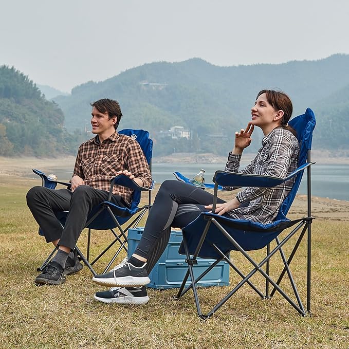 EVER ADVANCED Camping Chairs, Lawn Chairs Outdoor Sports Chairs, Folding Chair Camping Chairs for Adults, Supports 400lbs