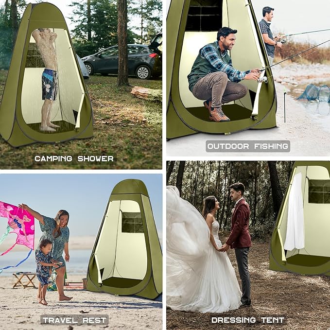 BRIAN & DANY Pop Up Shower Tent, Portable Privacy Camping Changing Tent, Camp Toilet Bathroom Pod with Rain Shelter & Windows, UPF 50+ & Waterproof, 47.2" x 47.2" x 74.8"