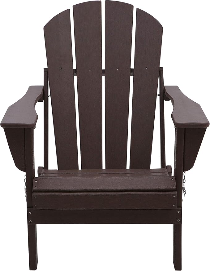 WestinTrends Malibu HDPE Outdoor Patio Folding Poly Adirondack Chair, Dark Brown