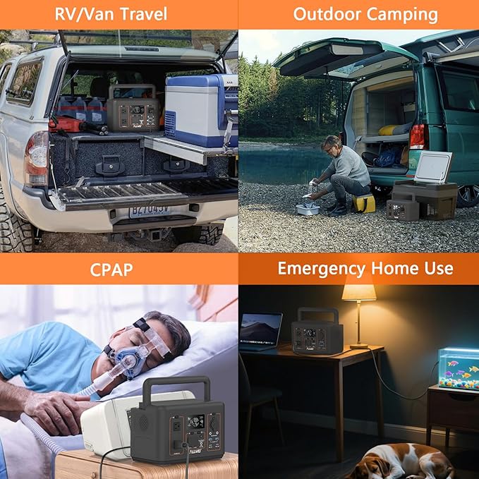 ALLWEI LiFePO4 Solar Generator 512Wh(Peak 1000W) with 100W Solar Panel, 500W Portable Power Station with UPS Mode, Pure Sine Wave AC Outlet, Home Battery Backup for Outdoor Camping RV Off-Grid Travel