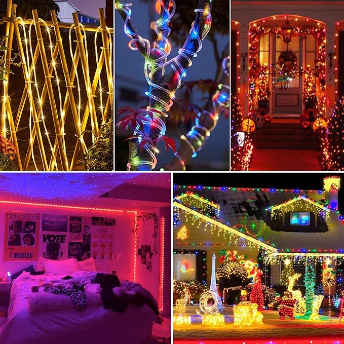 49Ft LED Rope Lights for Outside, 18 Colors Changing Outdoor Fairy String Lights with Remotes, Waterproof 150 LEDs Colored Rope Lighting Plug in for Bedroom Patio Party Halloween Christmas