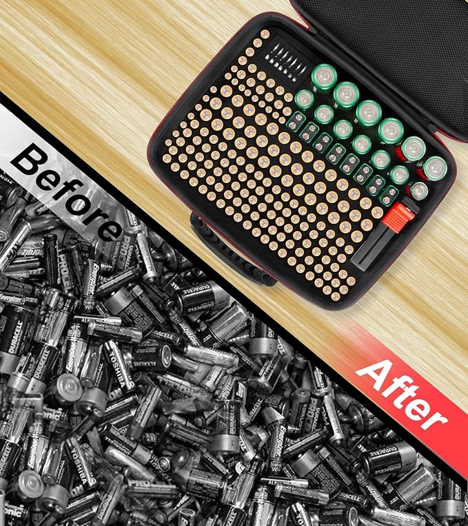 Battery Organizer Storage Case with Tester (BT168),Battery Holder Box Vault Case Waterproof, Large Capacity Batteries Carrying Case Container Bag Fit for 200+ Batteries AA AAA C D 9V