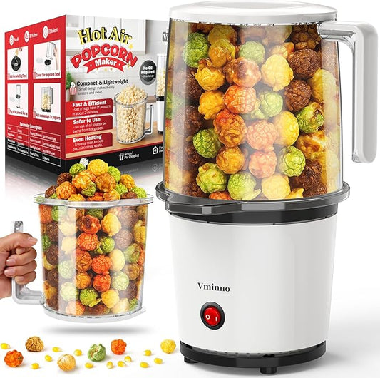 Hot Air Popcorn Popper with Serving Bowl for Family Gathering | Fast & Easy Air Popper Popcorn Maker with On/Off Switch for Family Movie Nights, Parties | Air Popcorn Machine | No Oil, Easy to Clean