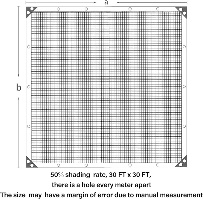 winemana Black Shade Cloth 30x30 FT??50% Sun Shade Mesh Tarp for Greenhouse, Garden, Patio, Dog Kennel, Chicken Coop, and Outdoor Protection, Plants Cover Shade Netting with 2 Reinforced Grommets