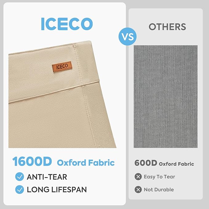 ICECO Adjustable Camping Chairs for Adults, Foldable High Back Camping Chair, Portable Folding Chairs for Outside, Reclining Outdoor Chair with Storage Bag, 400LBS, 10 Years Warranty