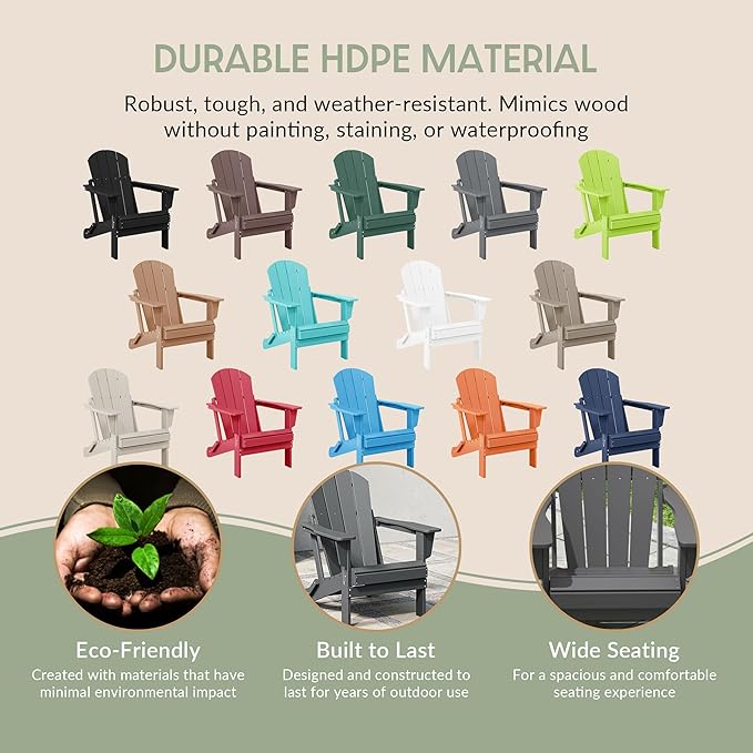 WestinTrends Malibu 4-Piece Set Outdoor Folding Poly Adirondack Chair, Gray