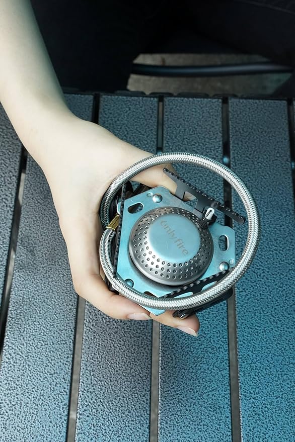 ONLYFIRE Portable Camping Gas Stove, Backpacking Camp Stove with Piezo Ignition, 1LB Propane Adapter, Mini Camp Stove with Carry Bag for Outdoor Cooking, Picnic, Camping and Hiking, GS333