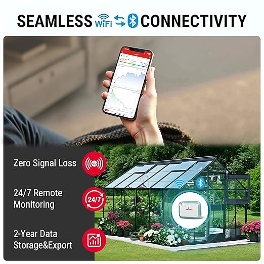 ThermoPro WiFi Hygrometer Thermometer, Wireless Humidity Meter Temperature and Humidity Monitor with Reliable Connectivity, Smart Temperature Sensor with App Notification Alerts & Data Storage Export