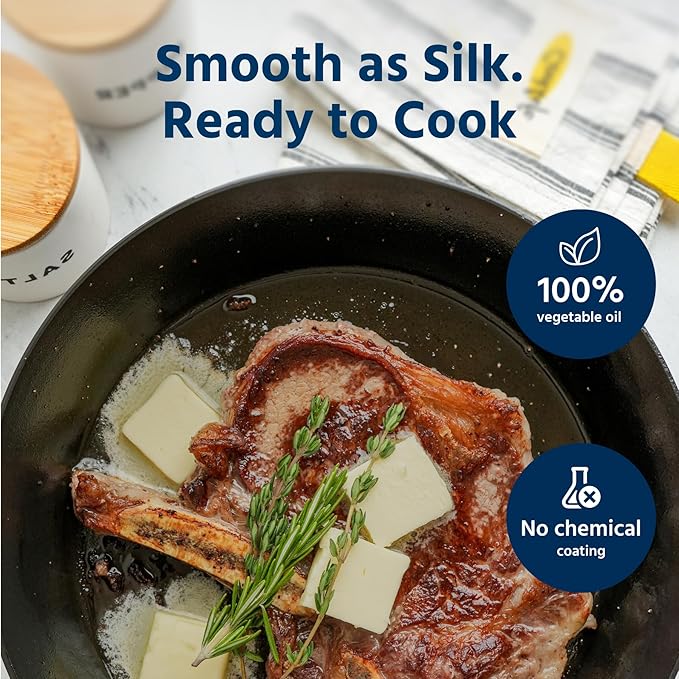 COOKLIFE 10 Inch Lightweight Pre-Seasoned Cast Iron Skillets with Handle Cover - Smooth Polished Surface, Easy to Clean Cast Iron Pan Use in the Oven, on the Stove or Grill, Over a Campfire