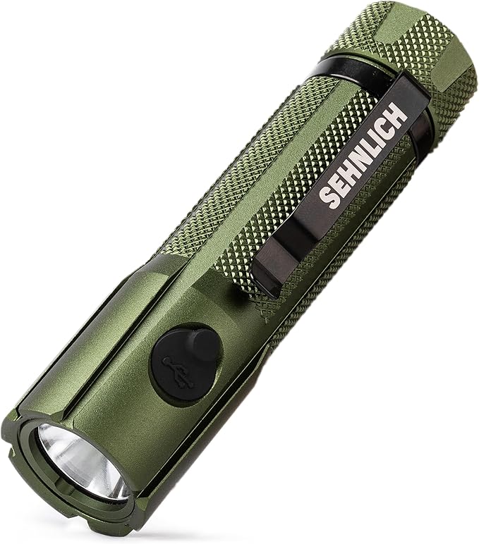 LED Rechargeable Flashlight - Super Bright 1250 High Lumens Flashlight, Waterproof IP68 Small Compact Pocket Tactical Flashlight for Home, Emergency, Rescue, Camping, Gifts for Men Green