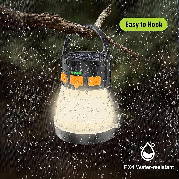 6 Pack LED Camping Lantern, 1500 Lumens Camping Lantern Rechargeable with Solar Panel Charging, Waterproof, 8 Light Modes, 7500mAh, Camping Flashlight for Hurricane Emergency, Outdoor